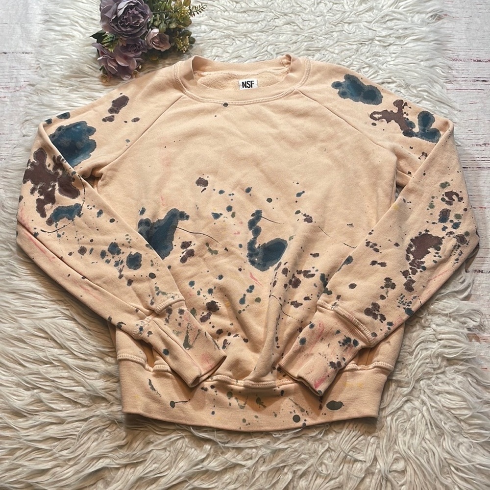 NSF Peach Paint Splatter Crewneck Sweatshirt